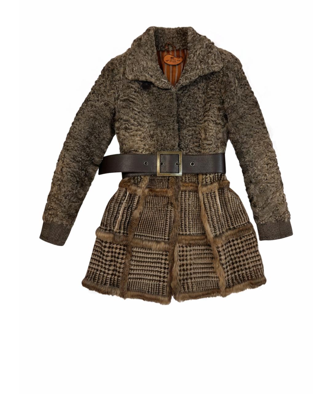 ETRO Коричневая шерстяная шуба, фото 1