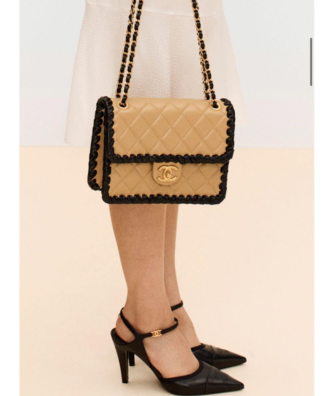 CHANEL Бежевая кожаная сумка через плечо, фото 3