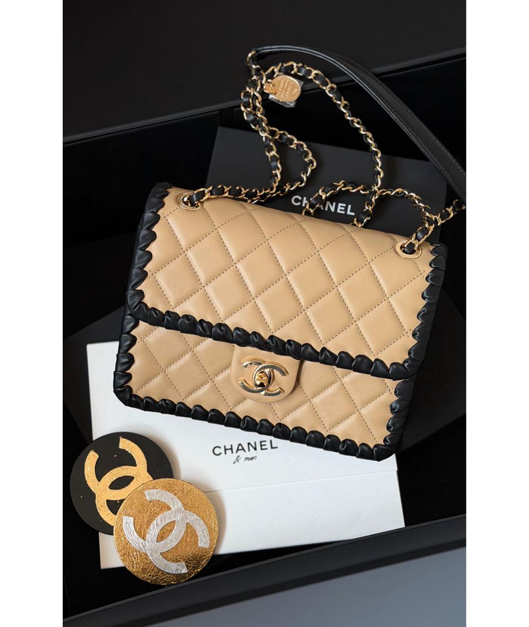 CHANEL Бежевая кожаная сумка через плечо, фото 2