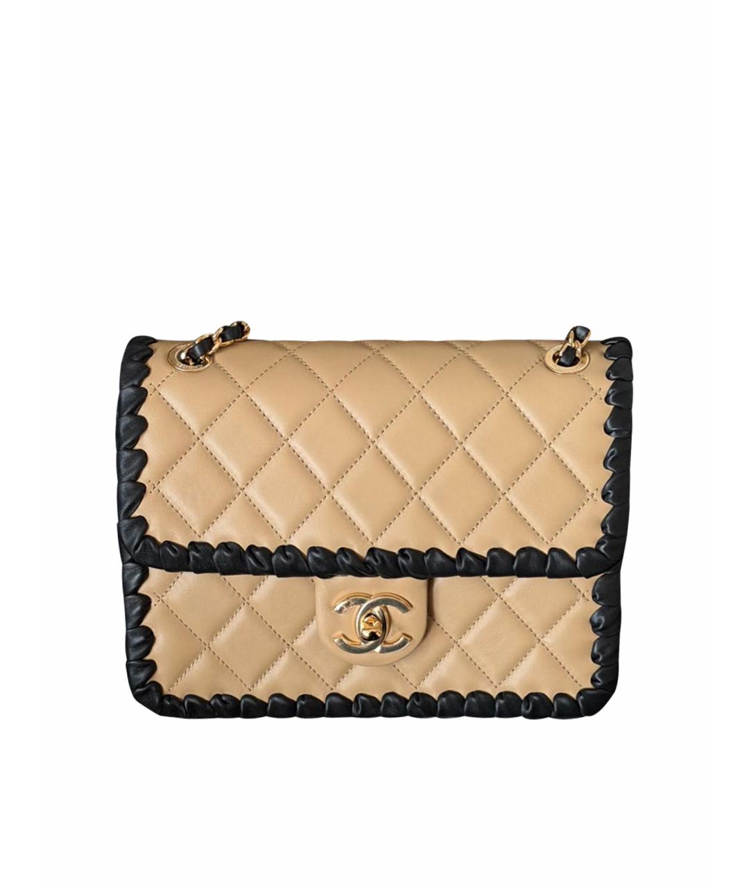 CHANEL Бежевая кожаная сумка через плечо, фото 1