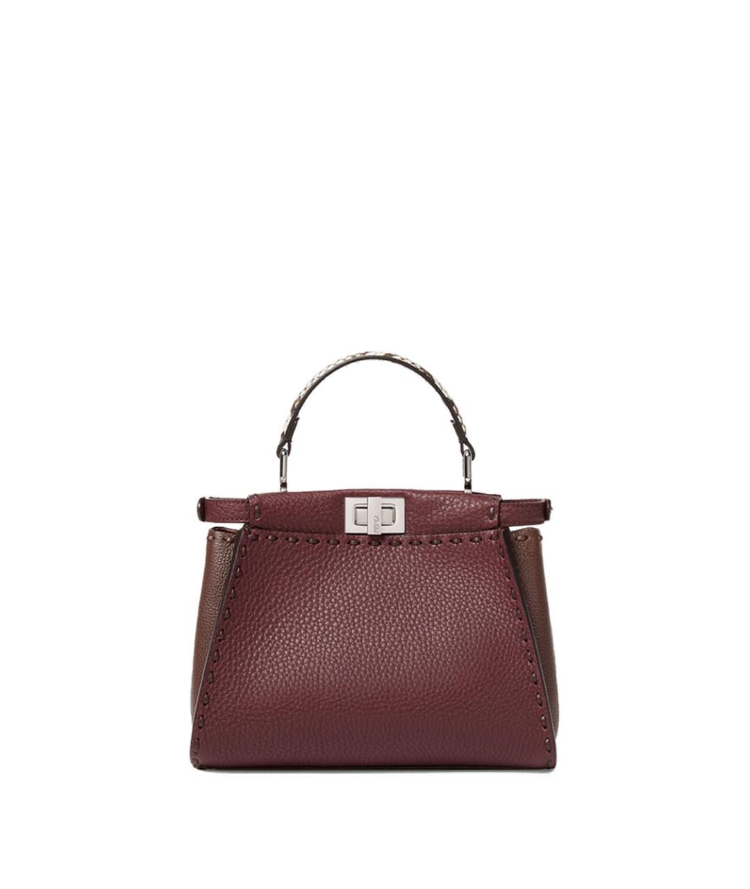 FENDI Бордовая кожаная сумка тоут, фото 3