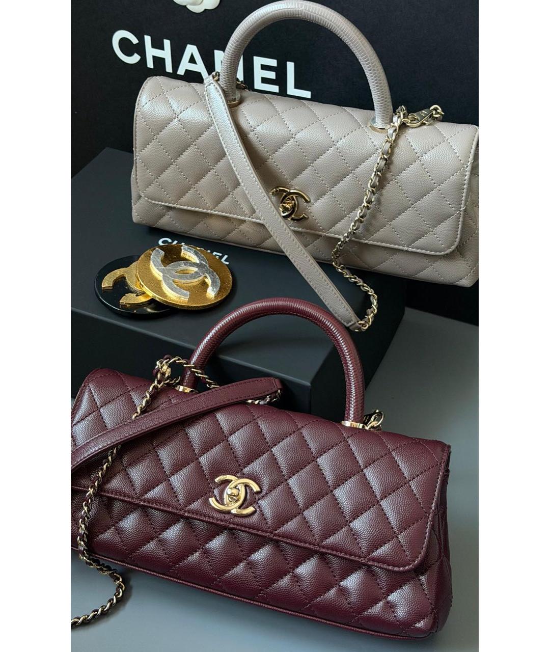 CHANEL Бордовая кожаная сумка через плечо, фото 2