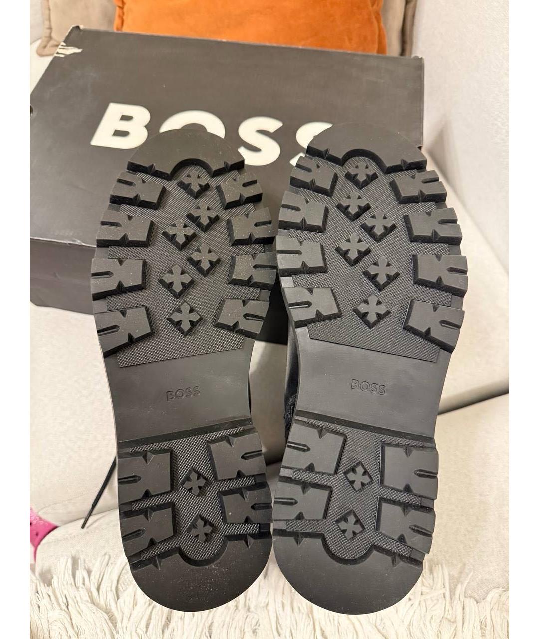 HUGO BOSS Черные кожаные высокие ботинки, фото 3