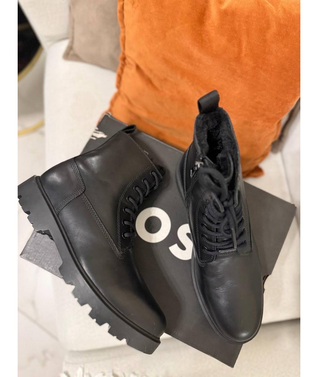 HUGO BOSS Черные кожаные высокие ботинки, фото 5