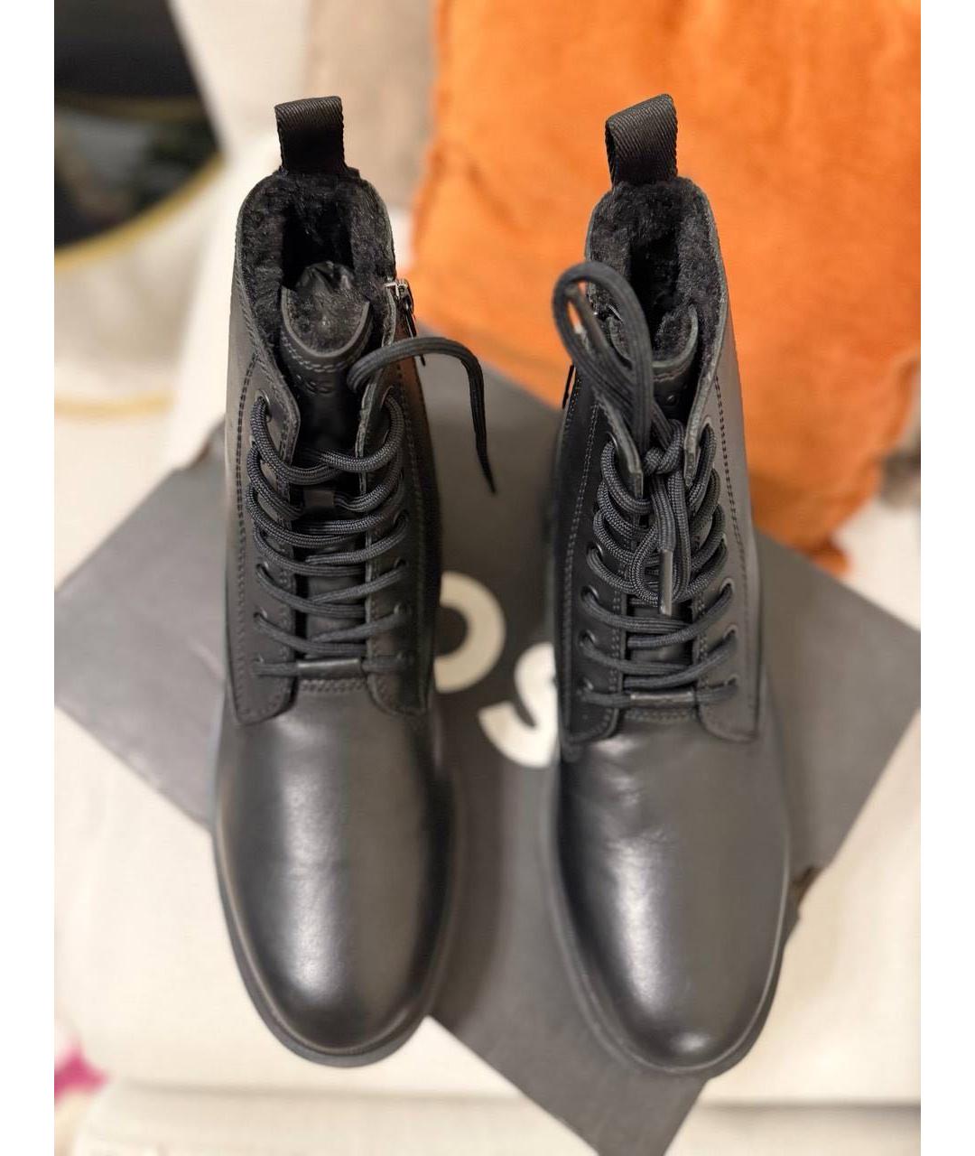 HUGO BOSS Черные кожаные высокие ботинки, фото 2