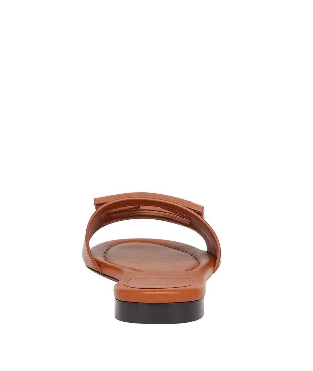 FENDI Коричневые кожаные шлепанцы, фото 3