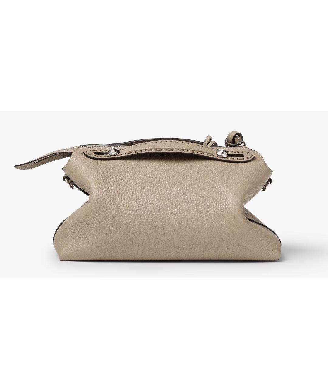 FENDI Бежевая кожаная сумка тоут, фото 4