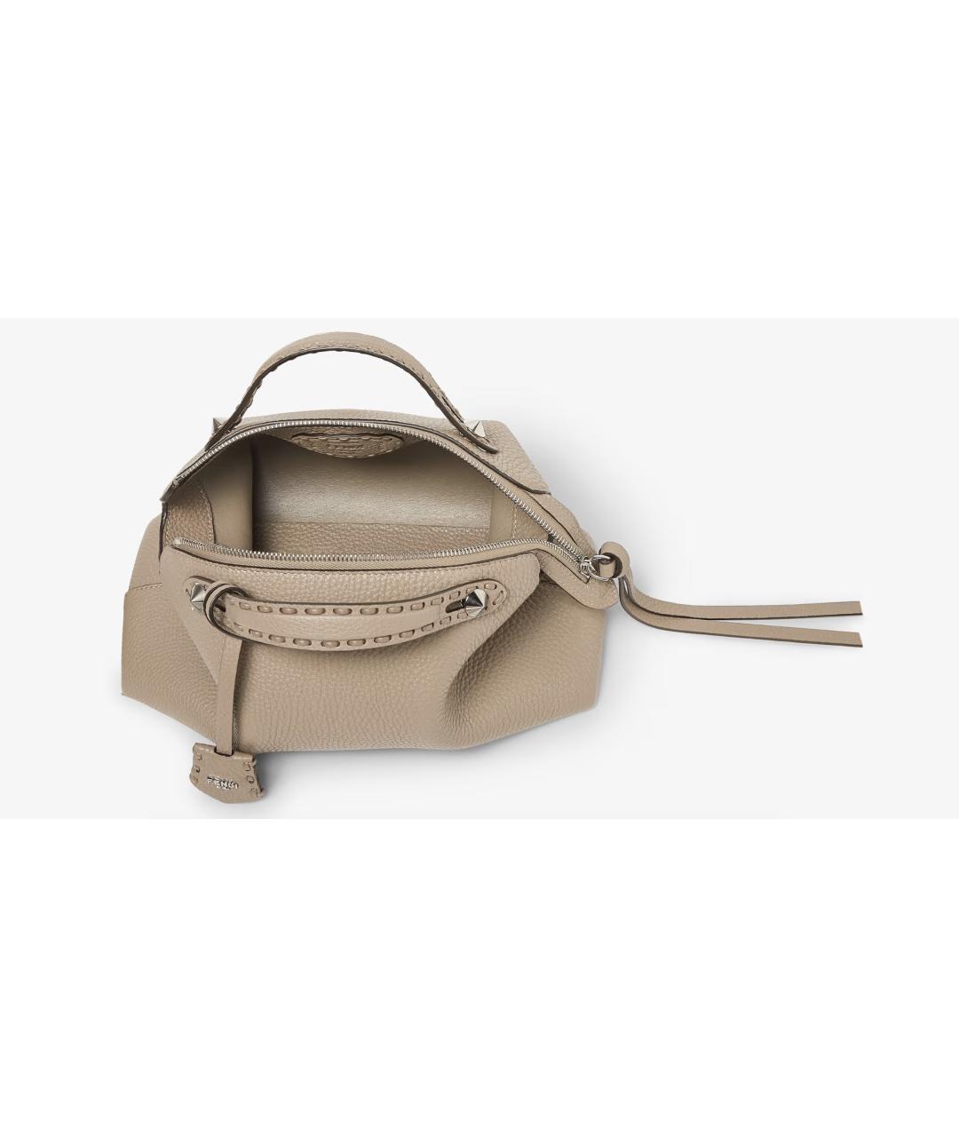 FENDI Бежевая кожаная сумка тоут, фото 5