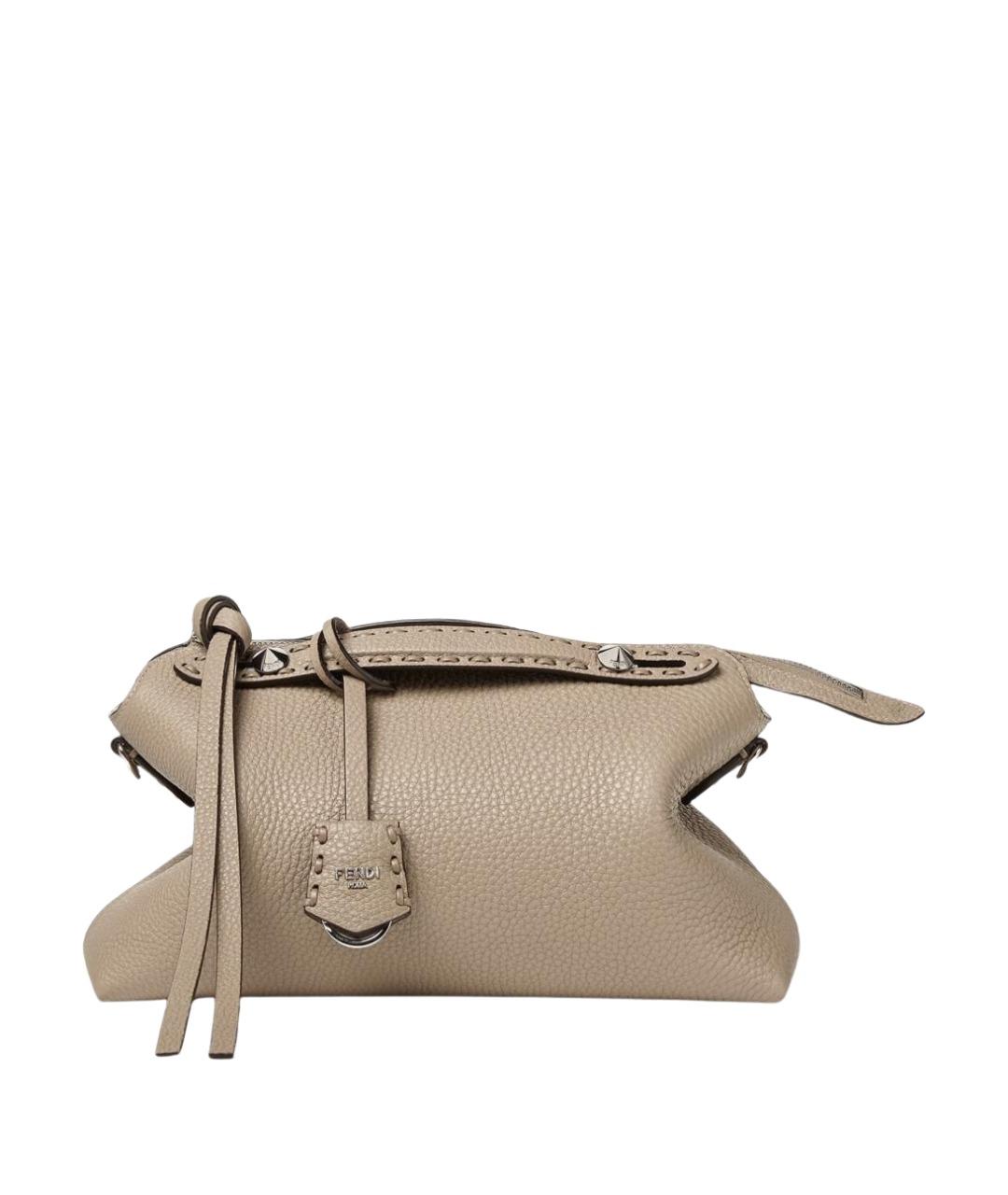 FENDI Бежевая кожаная сумка тоут, фото 1