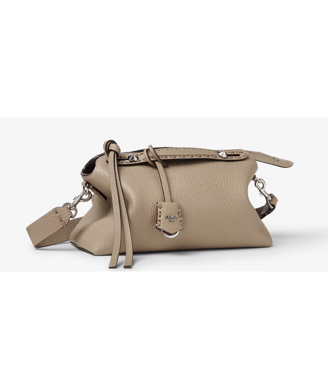 FENDI Бежевая кожаная сумка тоут, фото 3