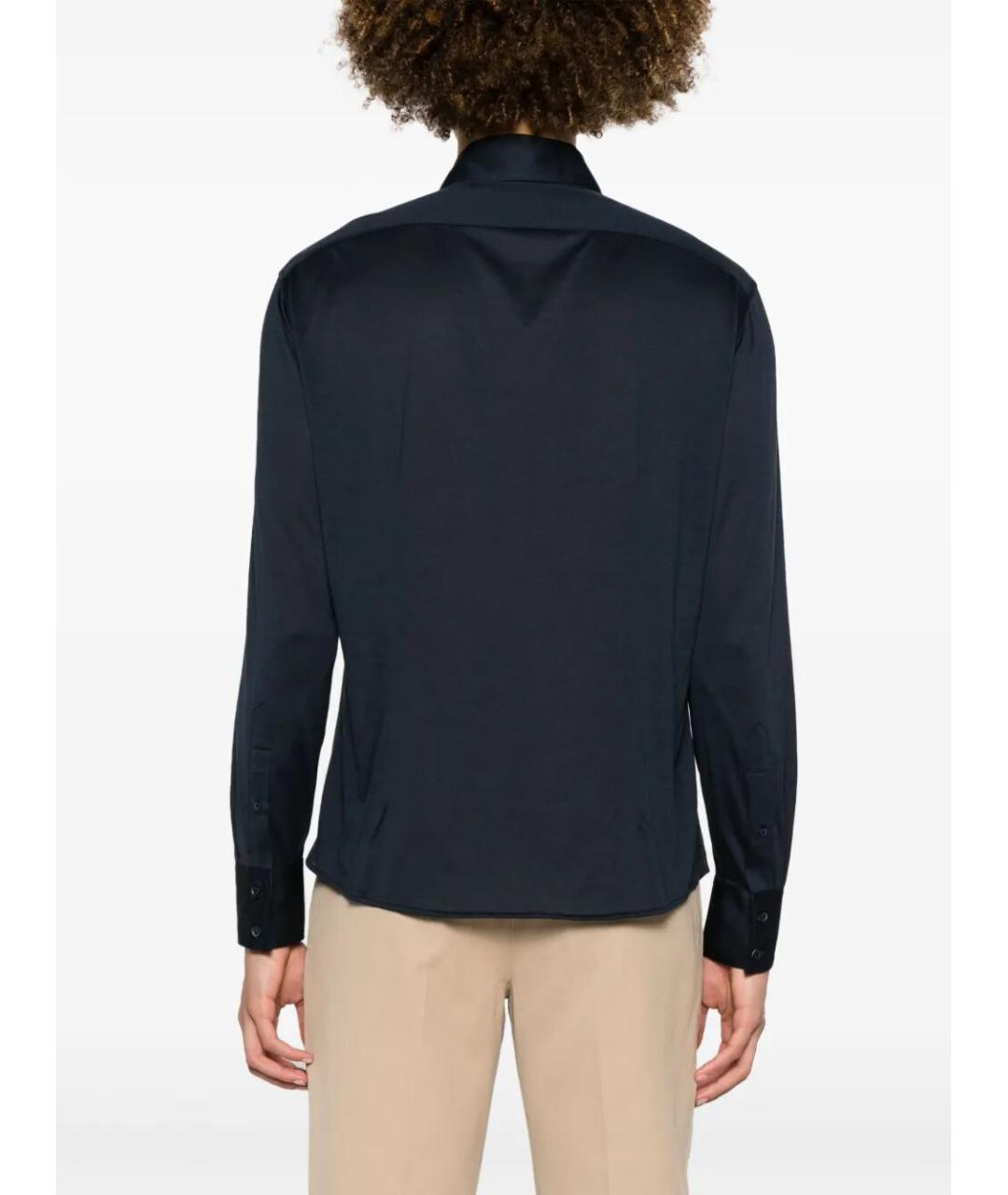 BRUNELLO CUCINELLI Темно-синяя хлопко-шелковая кэжуал рубашка, фото 3