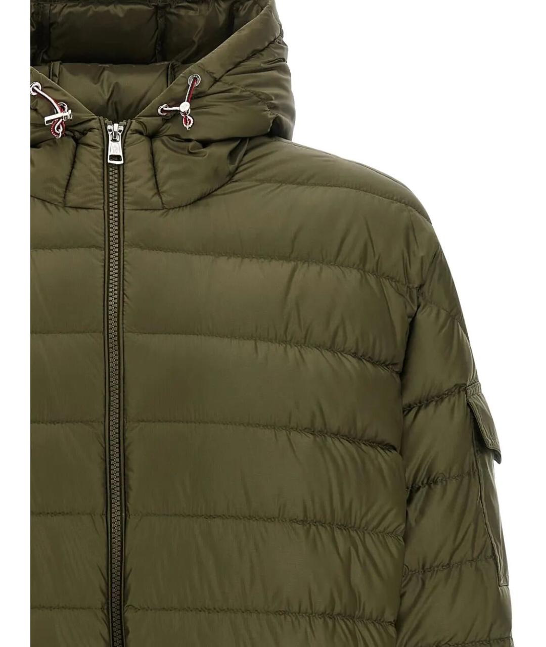 MONCLER Зеленый полиамидовый пуховик, фото 4