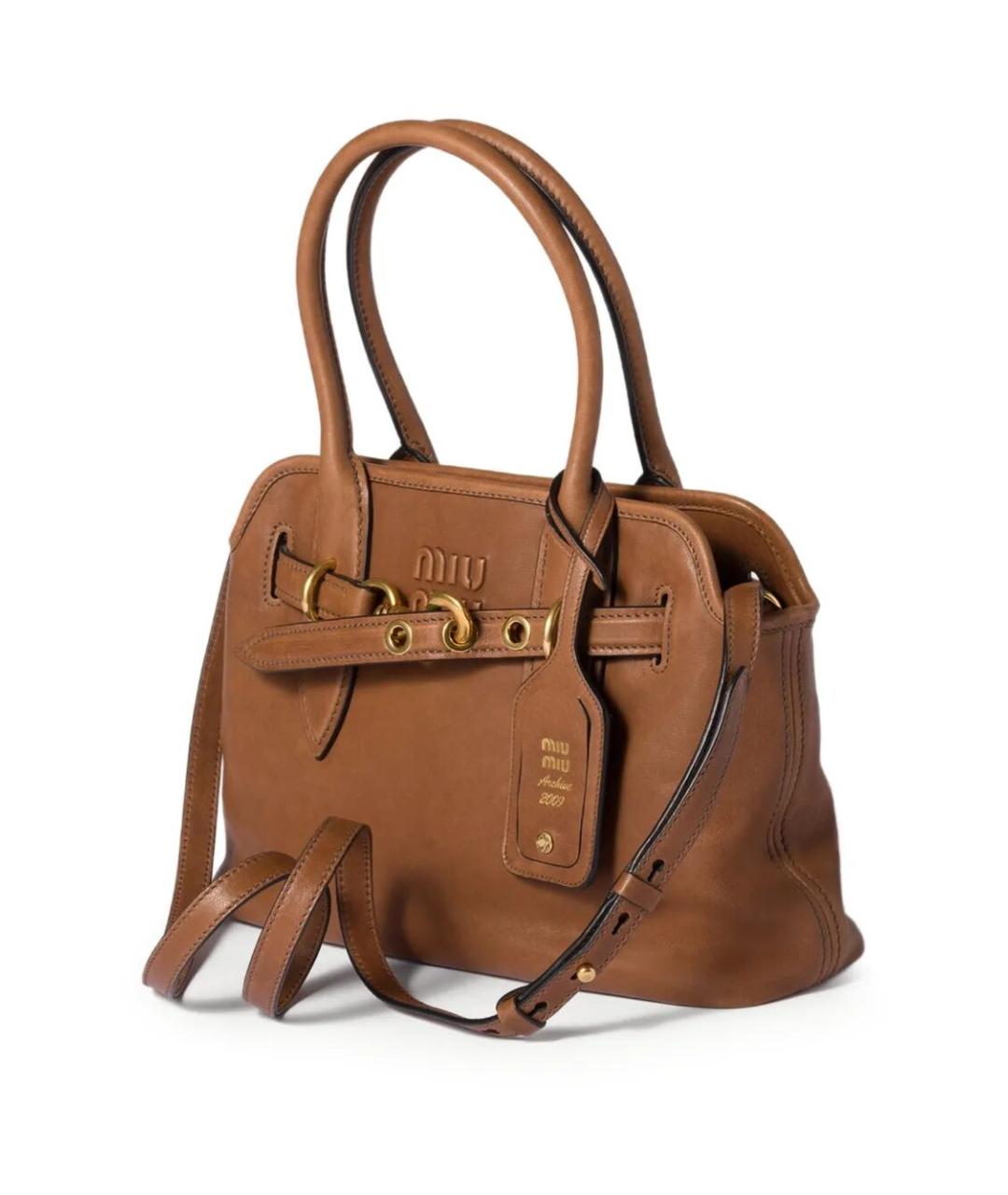 MIU MIU Коричневая кожаная сумка тоут, фото 6