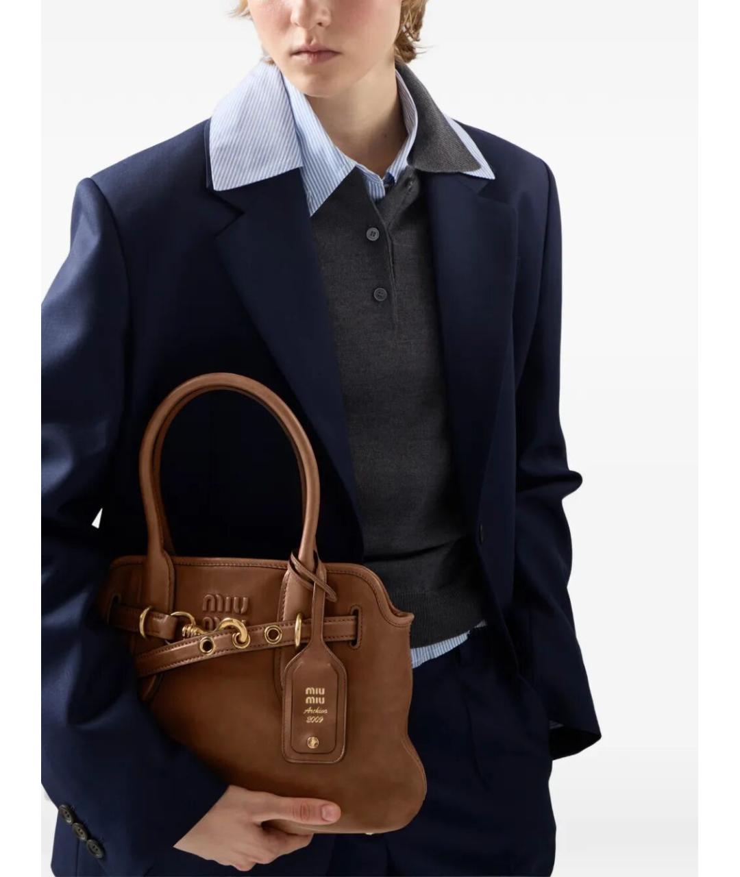MIU MIU Коричневая кожаная сумка тоут, фото 4