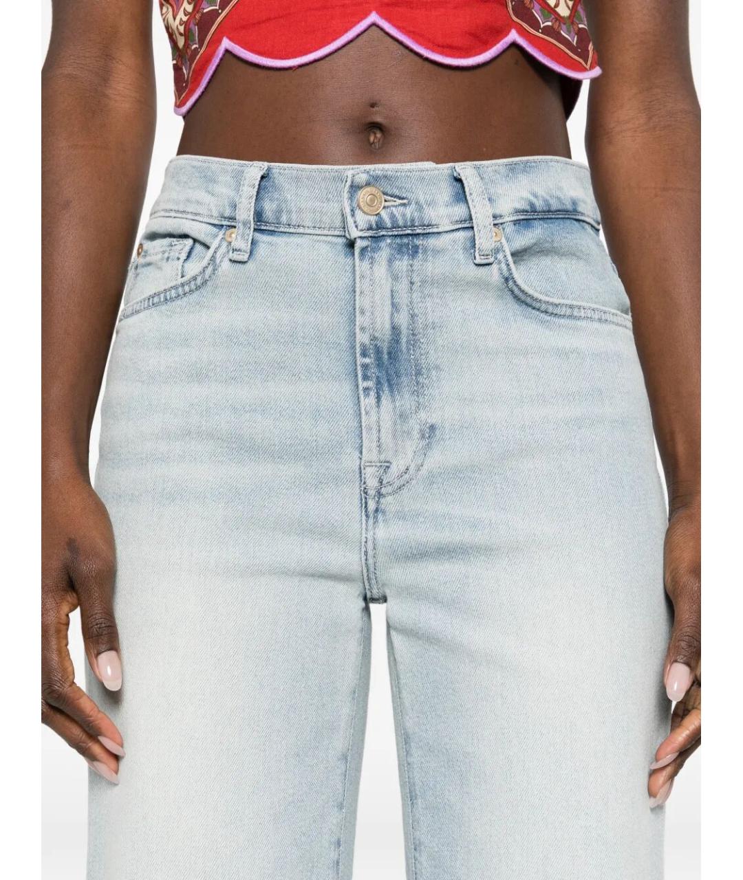 7 FOR ALL MANKIND Голубые хлопковые джинсы клеш, фото 4