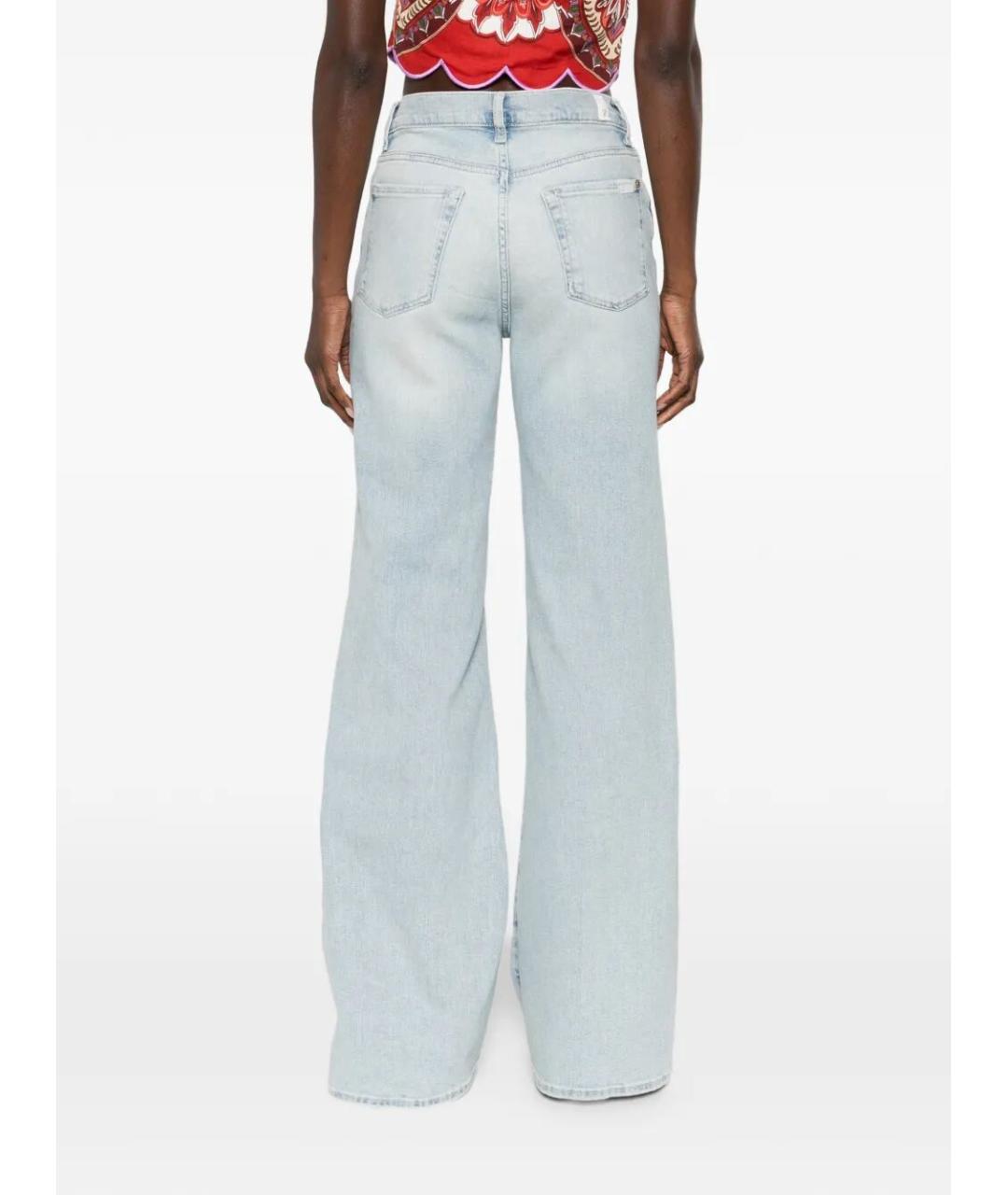 7 FOR ALL MANKIND Голубые хлопковые джинсы клеш, фото 3