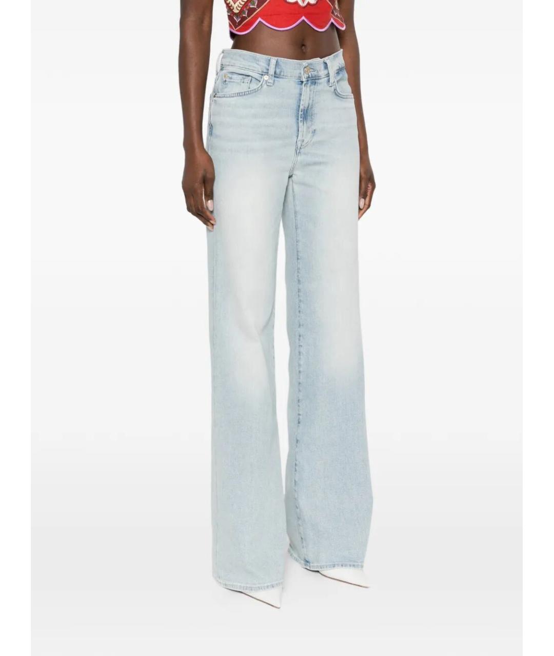7 FOR ALL MANKIND Голубые хлопковые джинсы клеш, фото 2