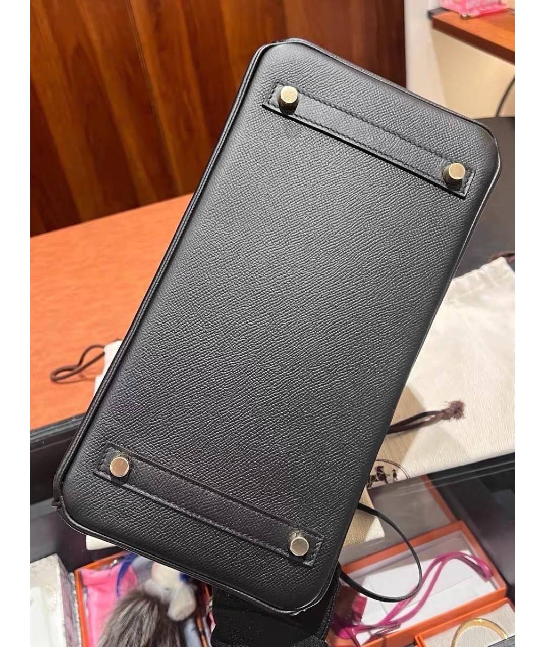 HERMES Черная кожаная сумка с короткими ручками, фото 6