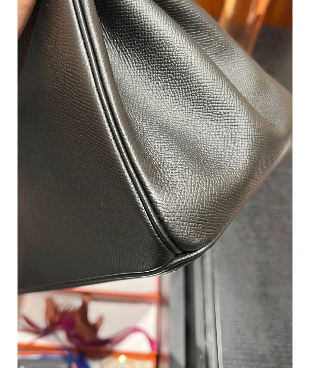 HERMES Черная кожаная сумка с короткими ручками, фото 8