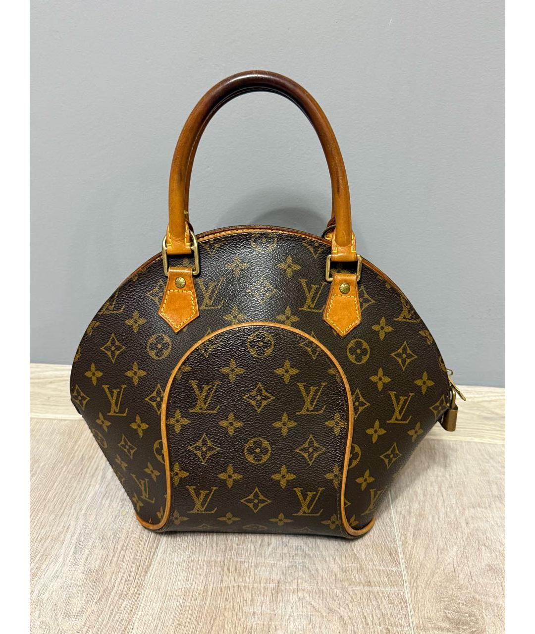 LOUIS VUITTON Коричневая кожаная сумка с короткими ручками, фото 9