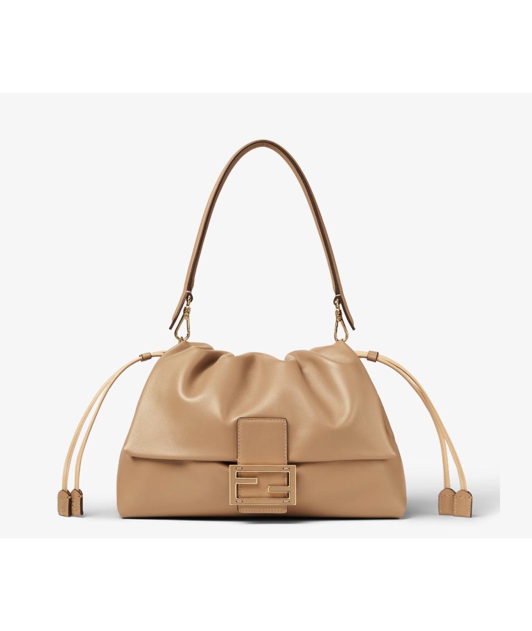 FENDI Бежевая кожаная сумка через плечо, фото 6