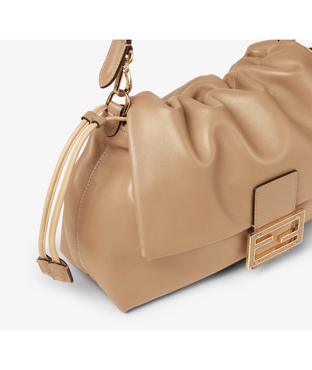 FENDI Бежевая кожаная сумка через плечо, фото 5