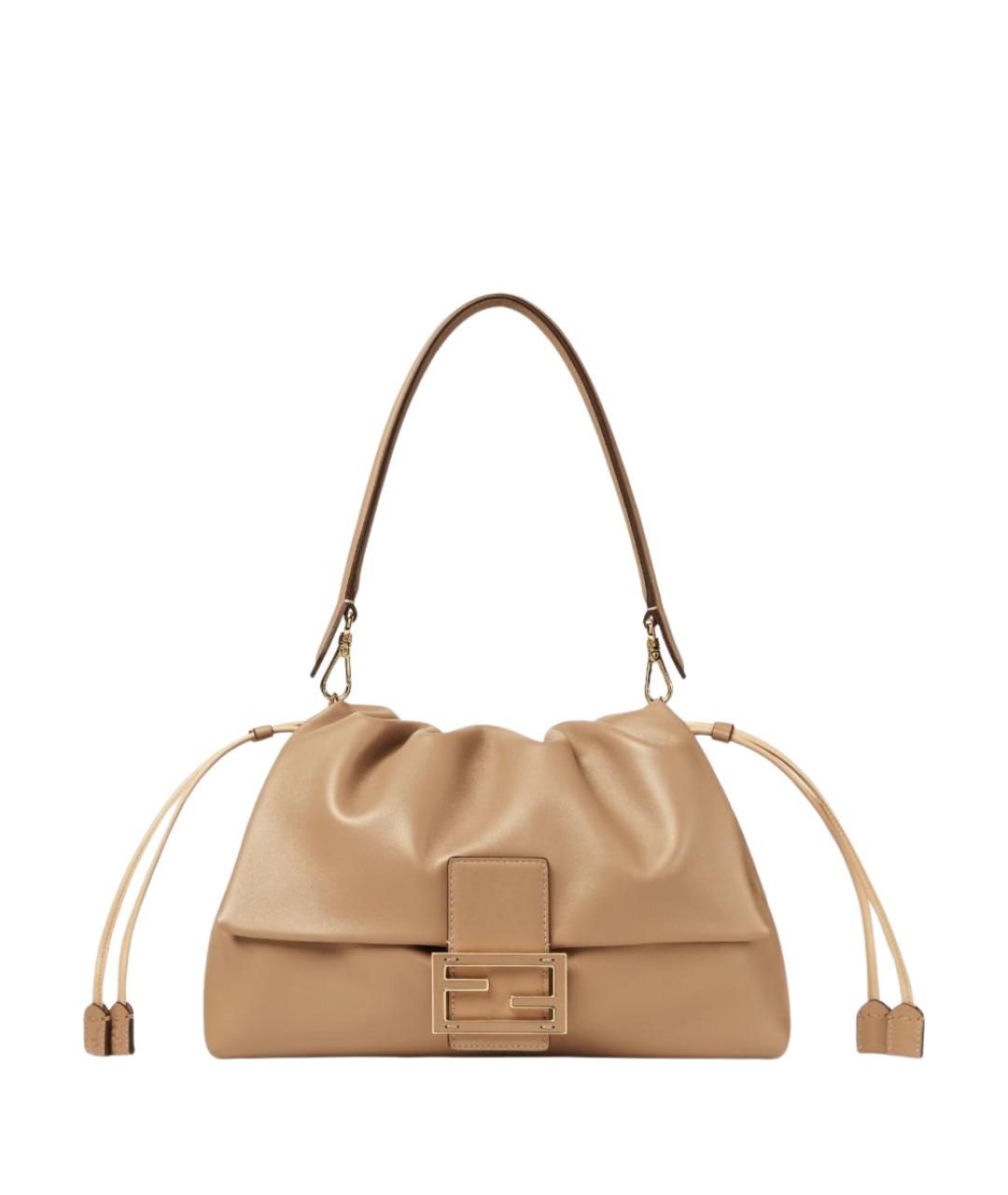 FENDI Бежевая кожаная сумка через плечо, фото 1