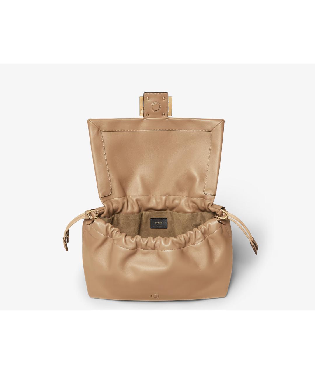 FENDI Бежевая кожаная сумка через плечо, фото 4