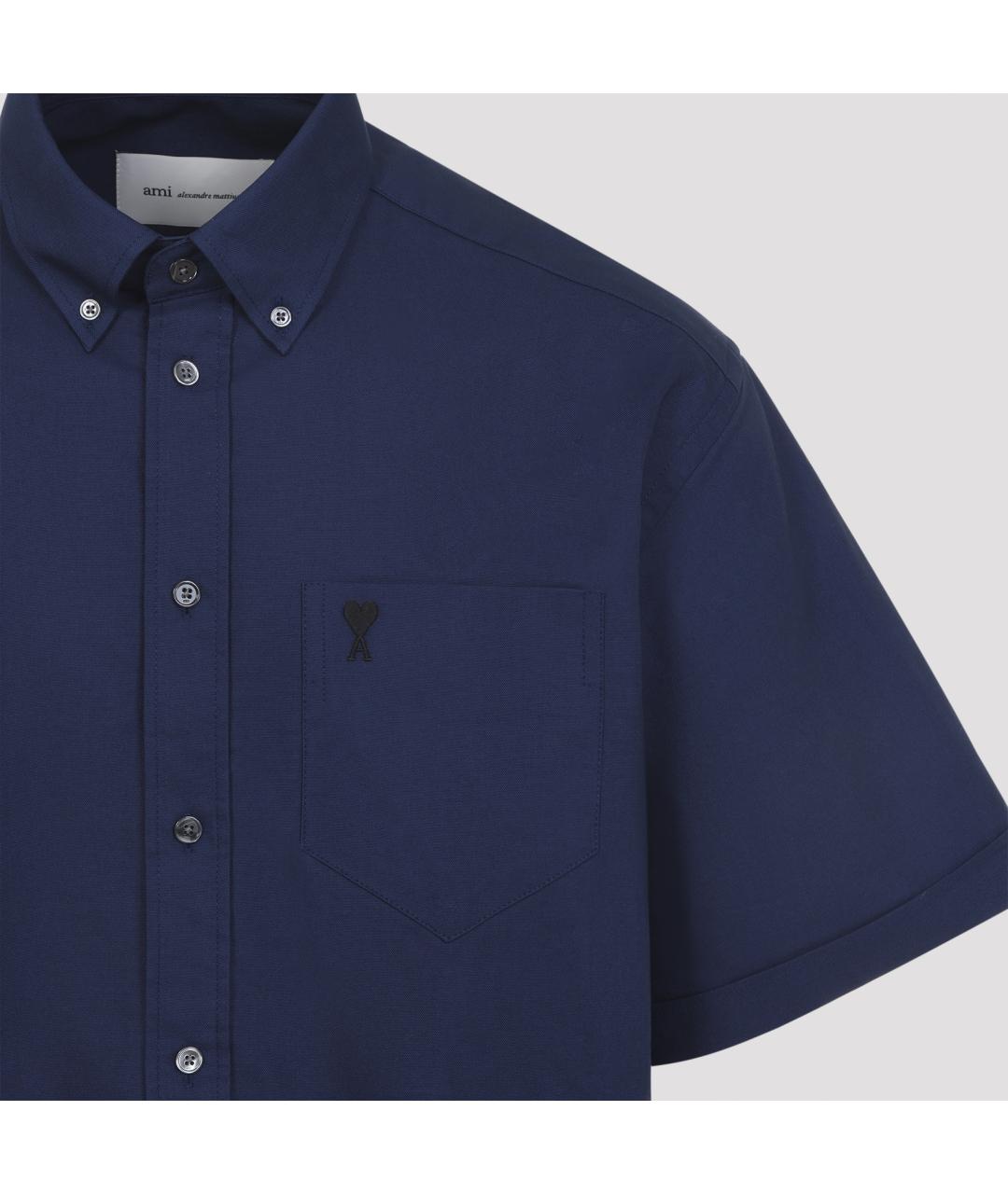 Ami Paris Синяя хлопковая кэжуал рубашка, фото 5