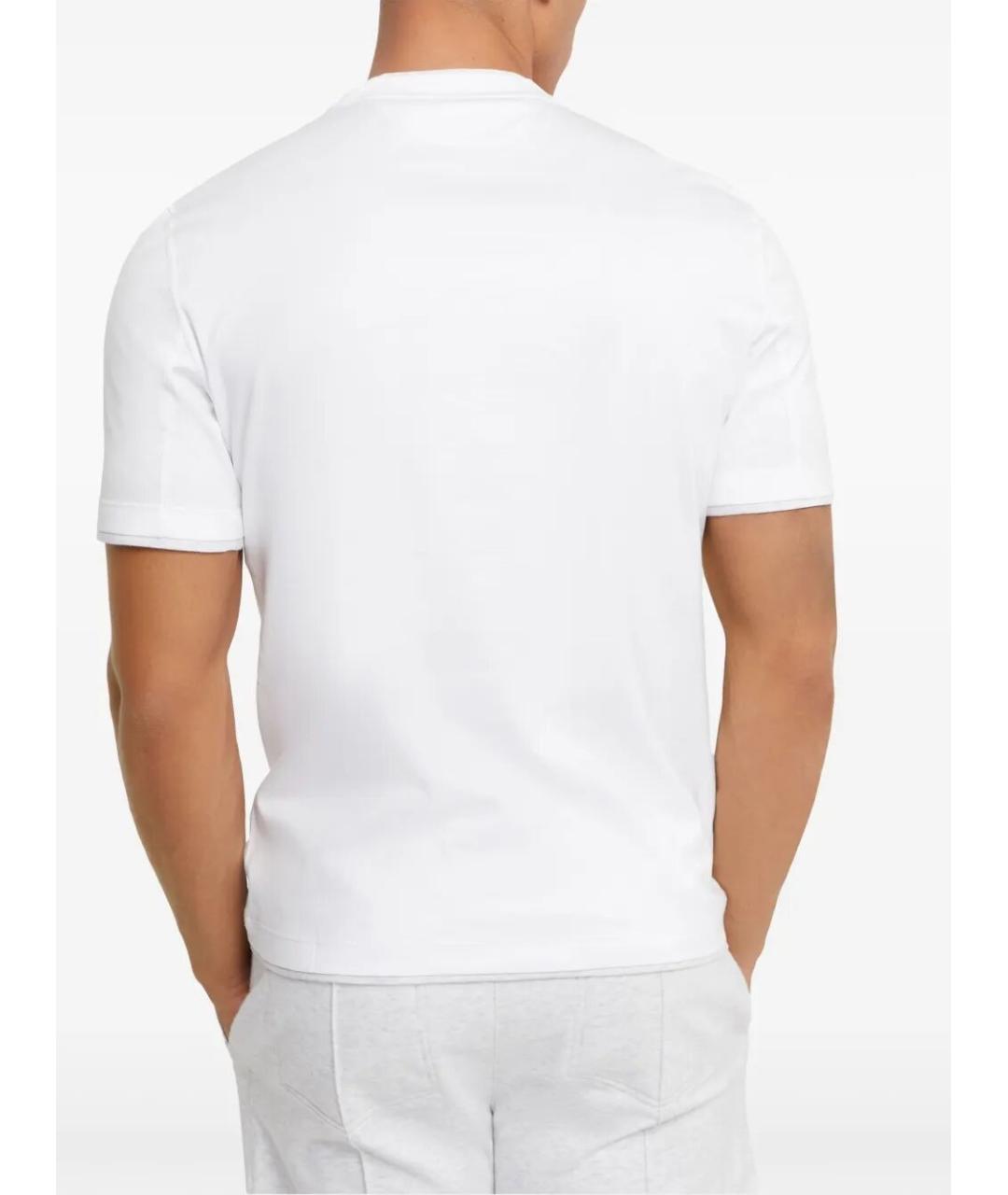 BRUNELLO CUCINELLI Белая хлопковая футболка, фото 3