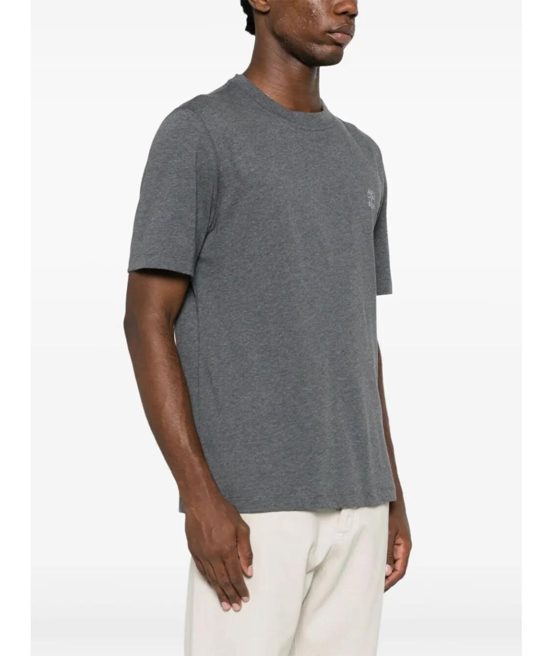BRUNELLO CUCINELLI Серая хлопковая футболка, фото 3
