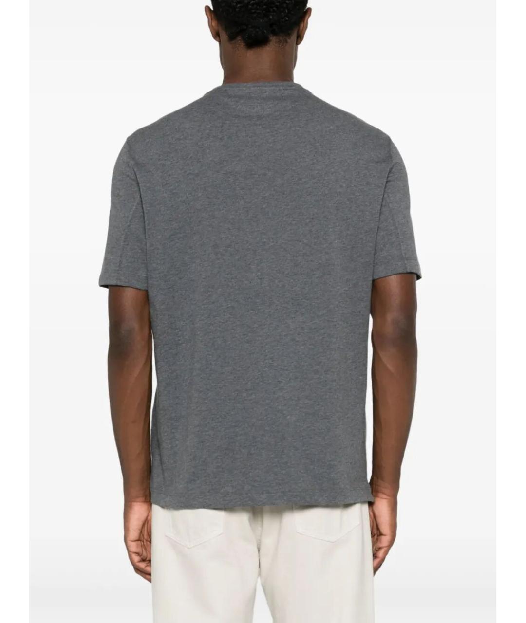 BRUNELLO CUCINELLI Серая хлопковая футболка, фото 2