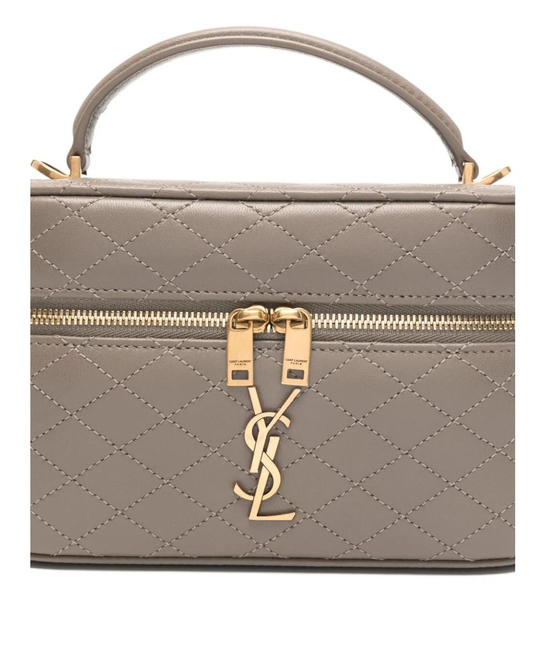 SAINT LAURENT Бежевая кожаная сумка через плечо, фото 5