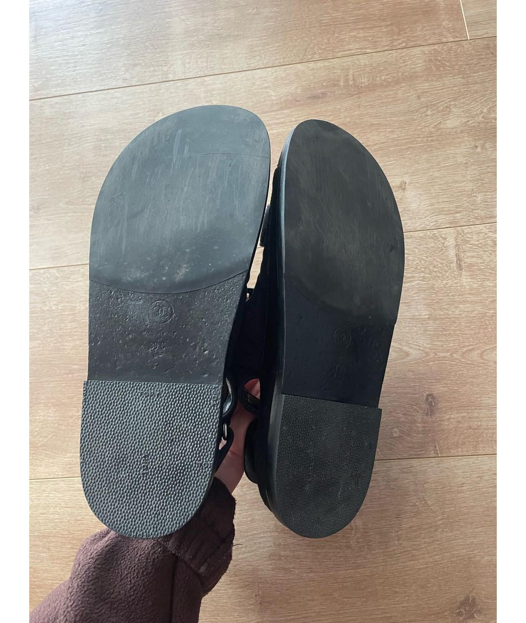CHANEL Черные текстильные сандалии, фото 8