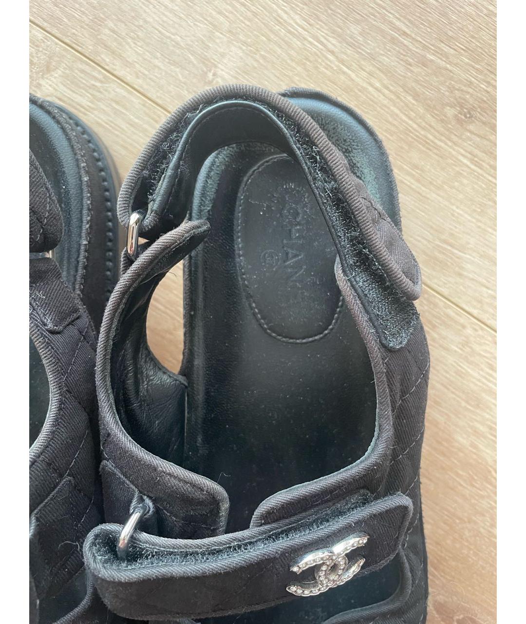 CHANEL Черные текстильные сандалии, фото 5