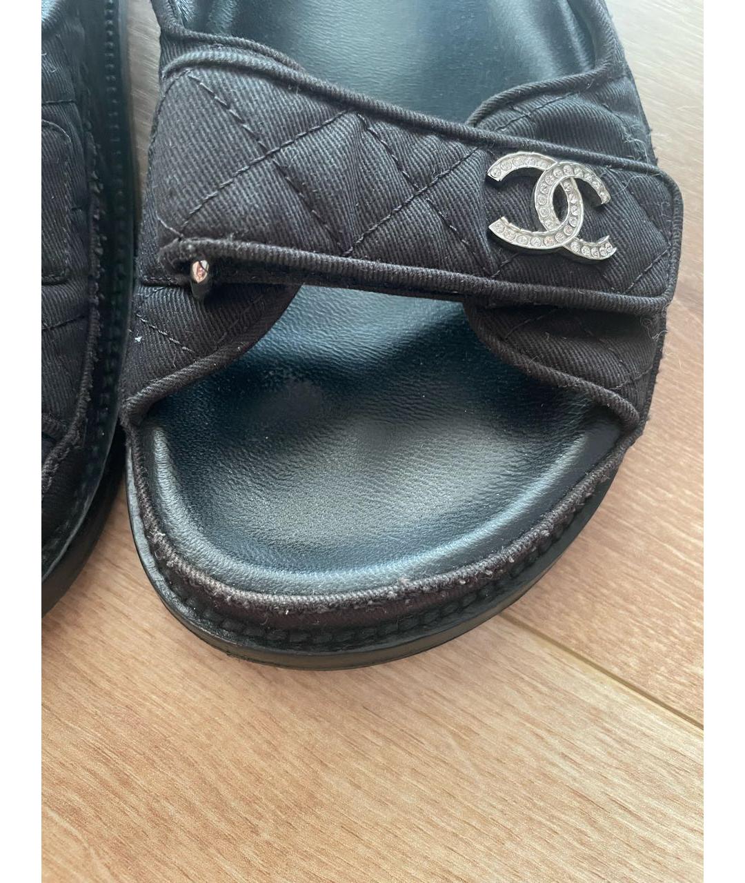 CHANEL Черные текстильные сандалии, фото 7