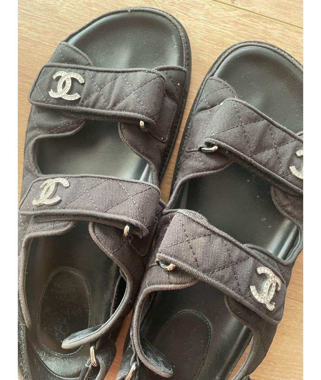 CHANEL Черные текстильные сандалии, фото 3
