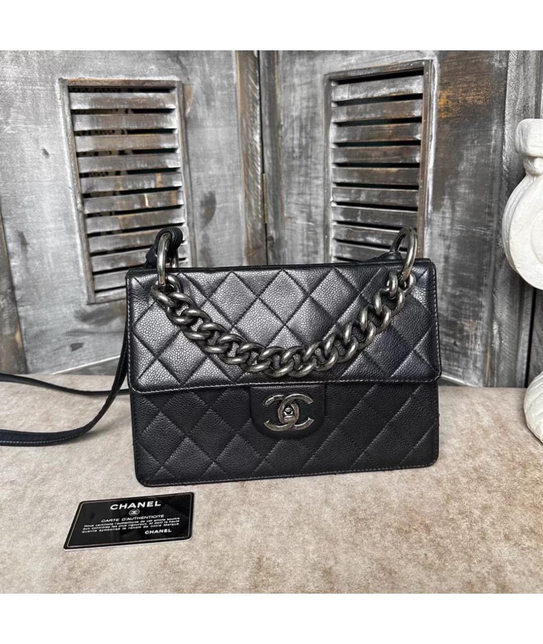 CHANEL Черная кожаная сумка через плечо, фото 6