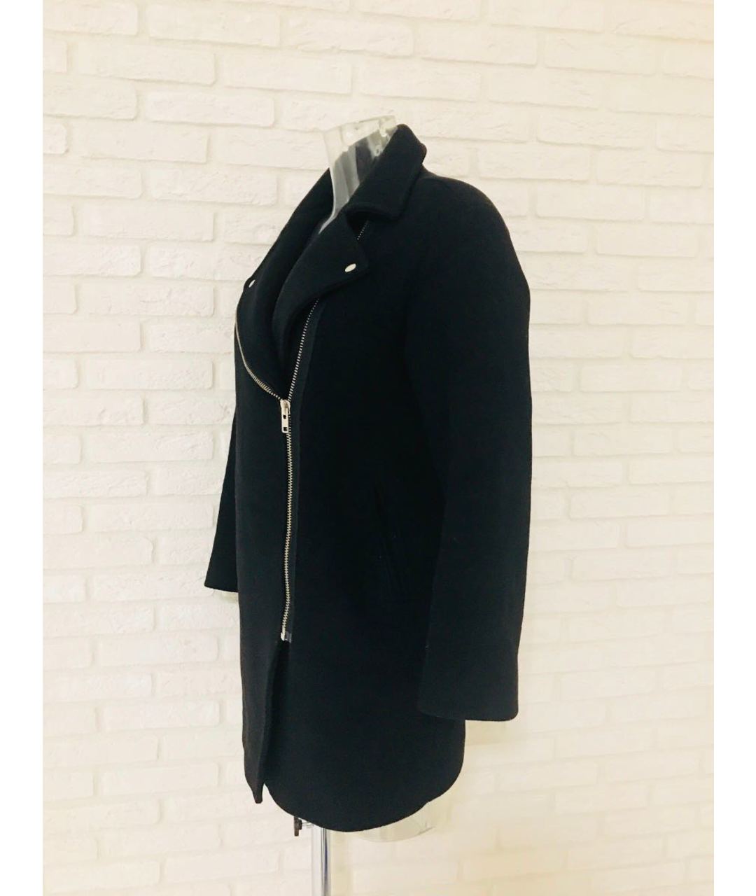 SANDRO Черное шерстяное пальто, фото 6