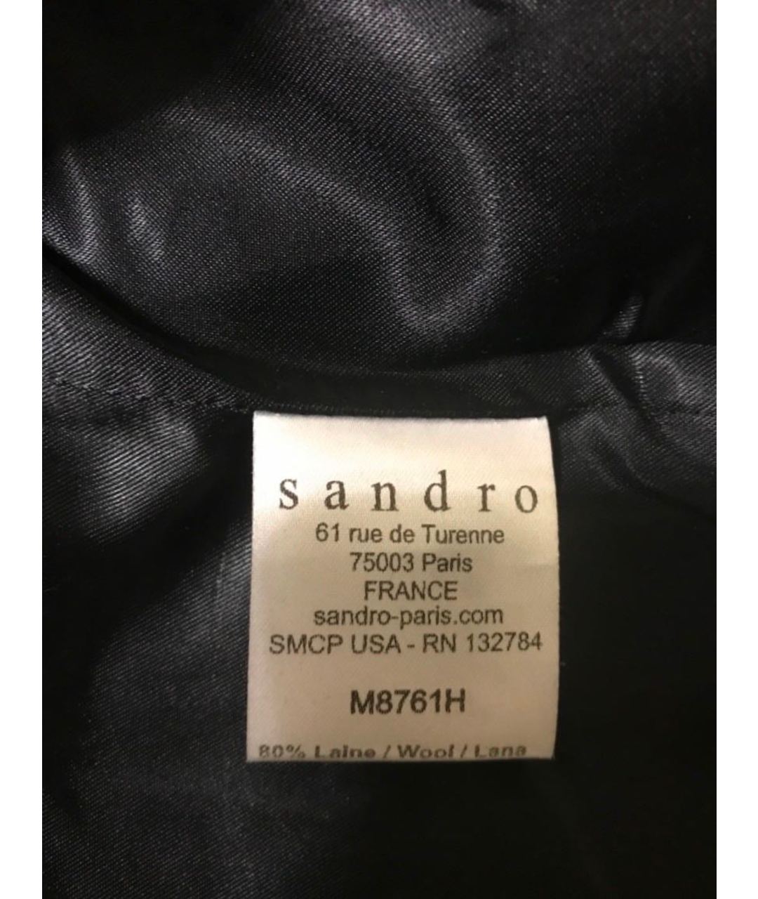 SANDRO Черное шерстяное пальто, фото 7