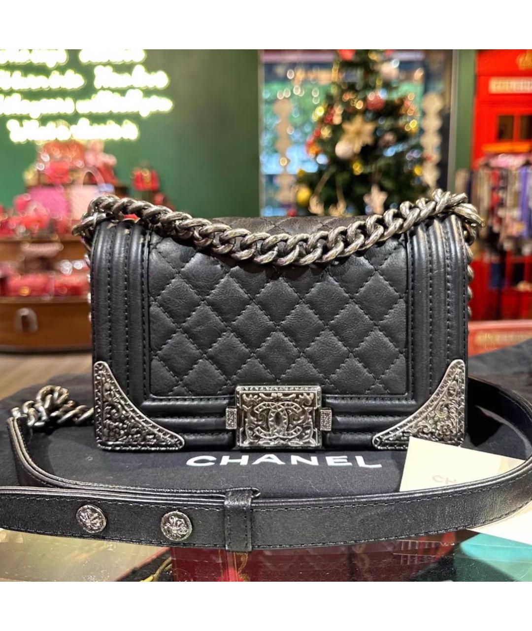 CHANEL Черная кожаная сумка через плечо, фото 6