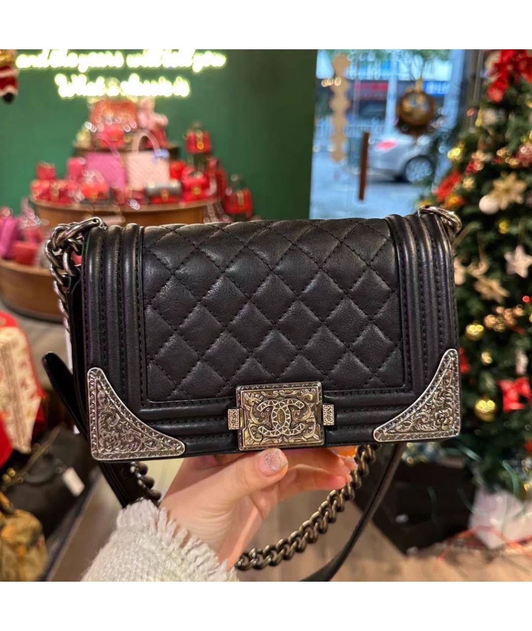 CHANEL Черная кожаная сумка через плечо, фото 2