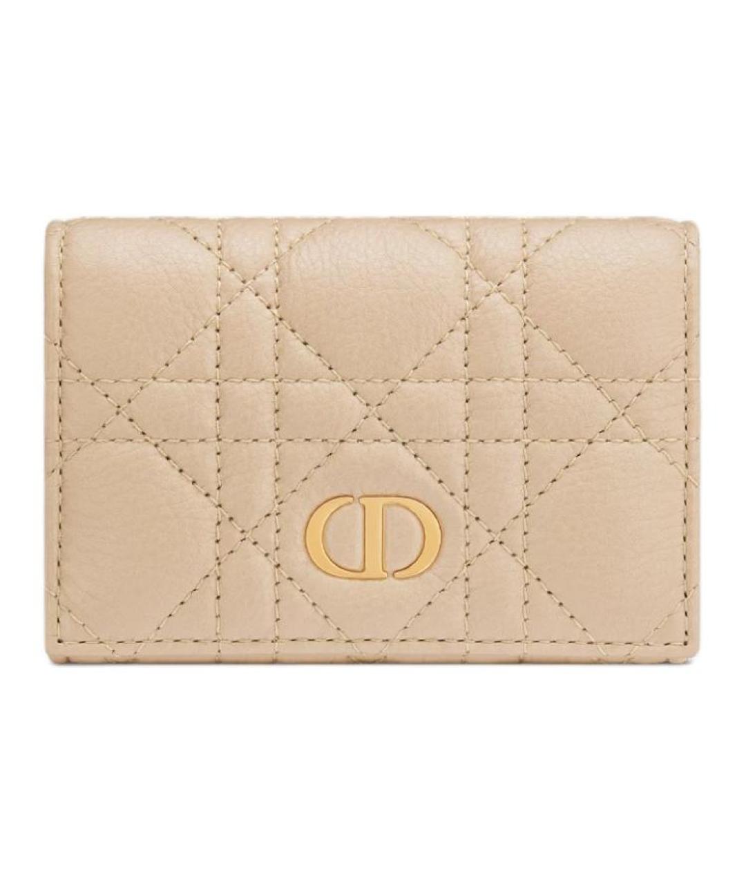 CHRISTIAN DIOR Бежевый кожаный кошелек, фото 1