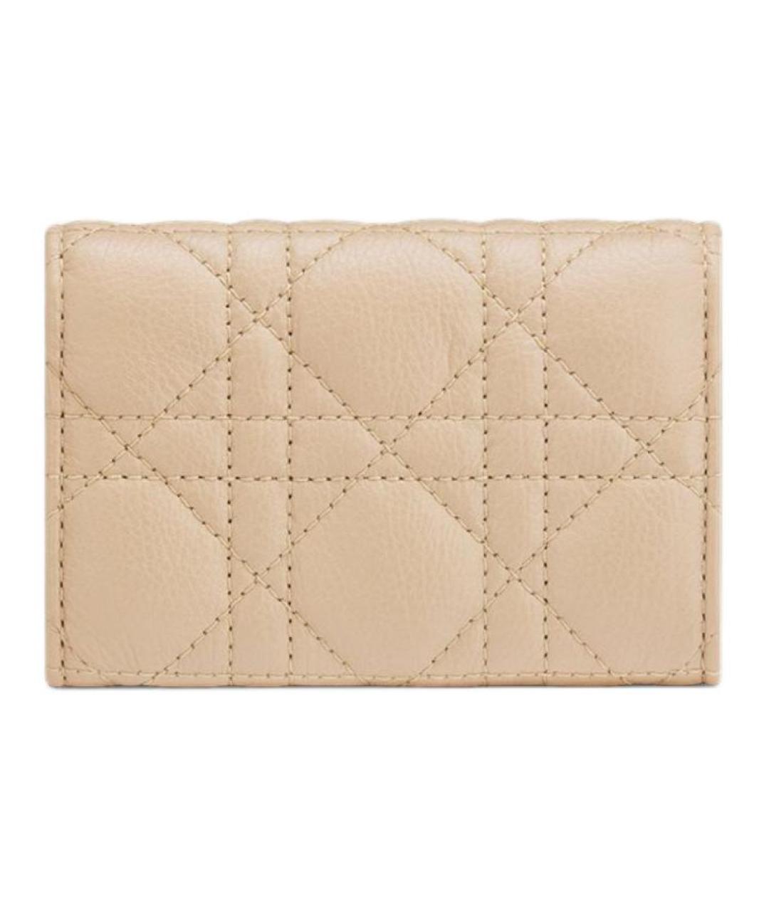 CHRISTIAN DIOR Бежевый кожаный кошелек, фото 3