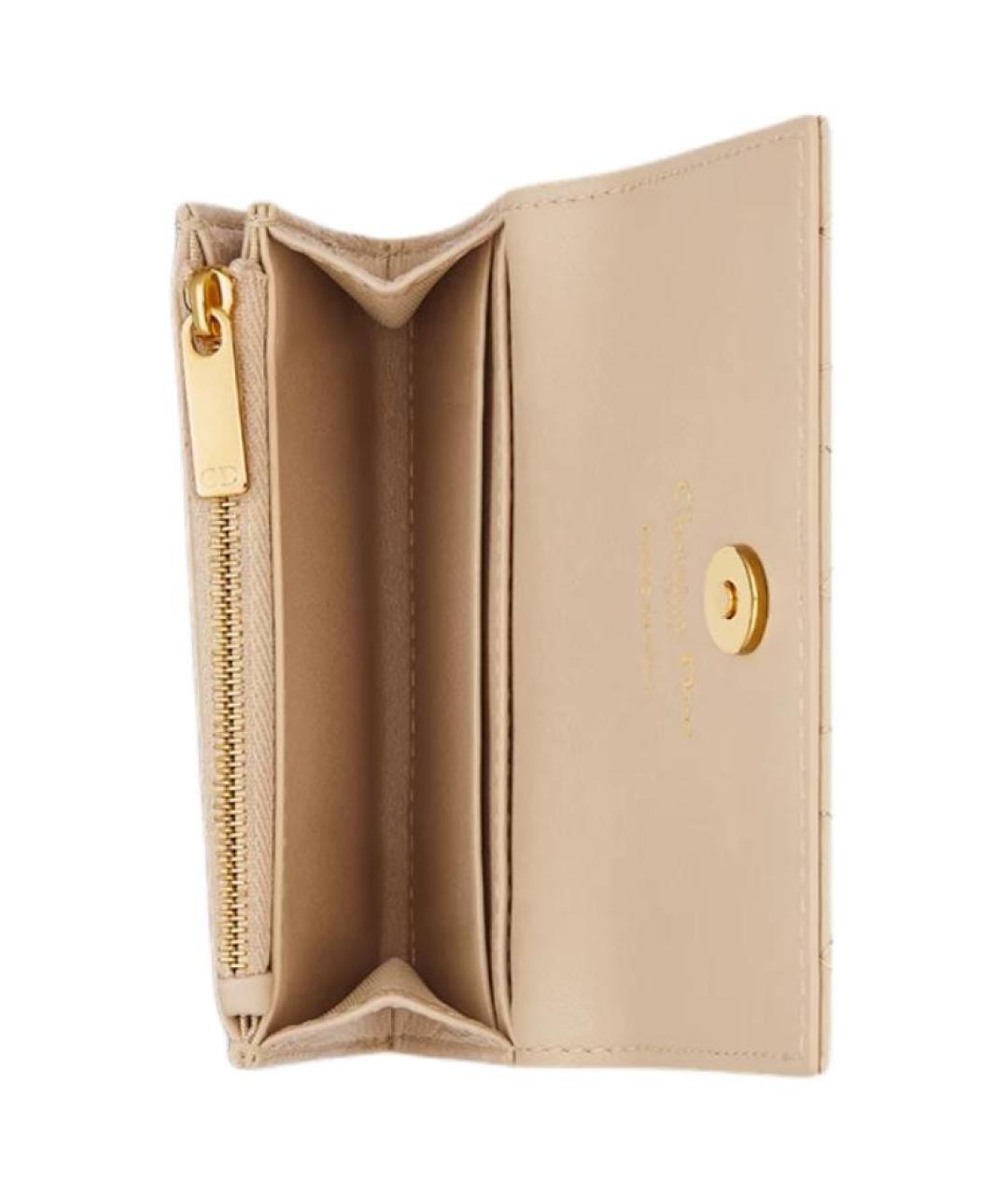 CHRISTIAN DIOR Бежевый кожаный кошелек, фото 4