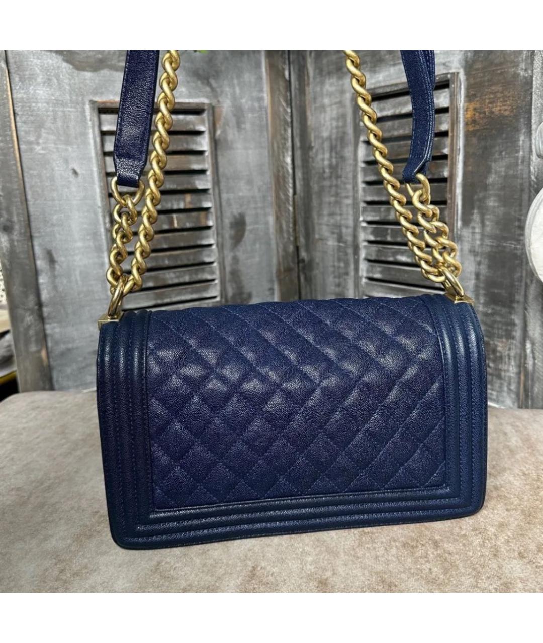 CHANEL Темно-синяя кожаная сумка через плечо, фото 4