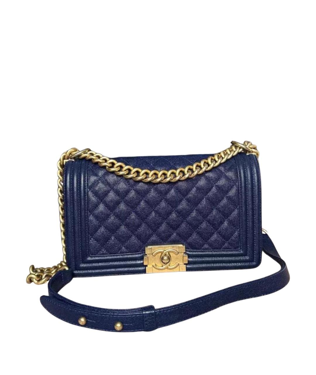 CHANEL Темно-синяя кожаная сумка через плечо, фото 1