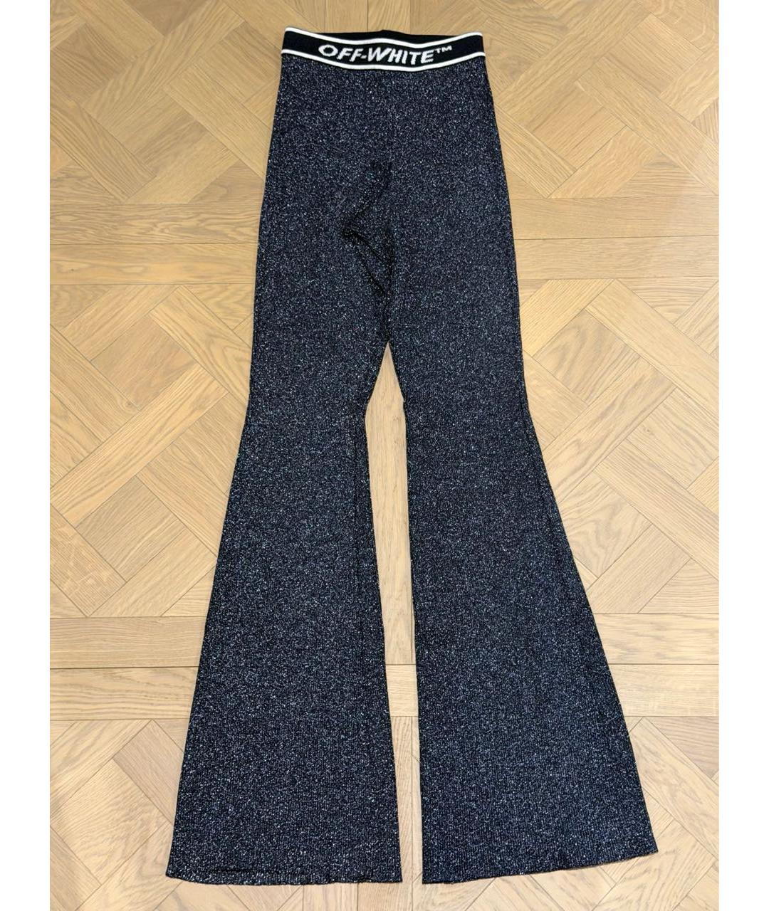 OFF-WHITE Черные вискозные прямые брюки, фото 3