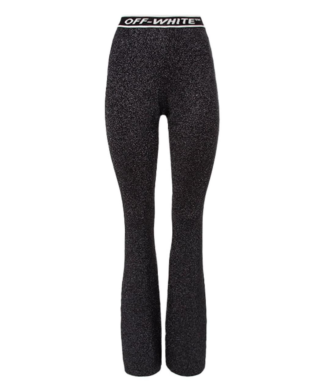 OFF-WHITE Черные вискозные прямые брюки, фото 1