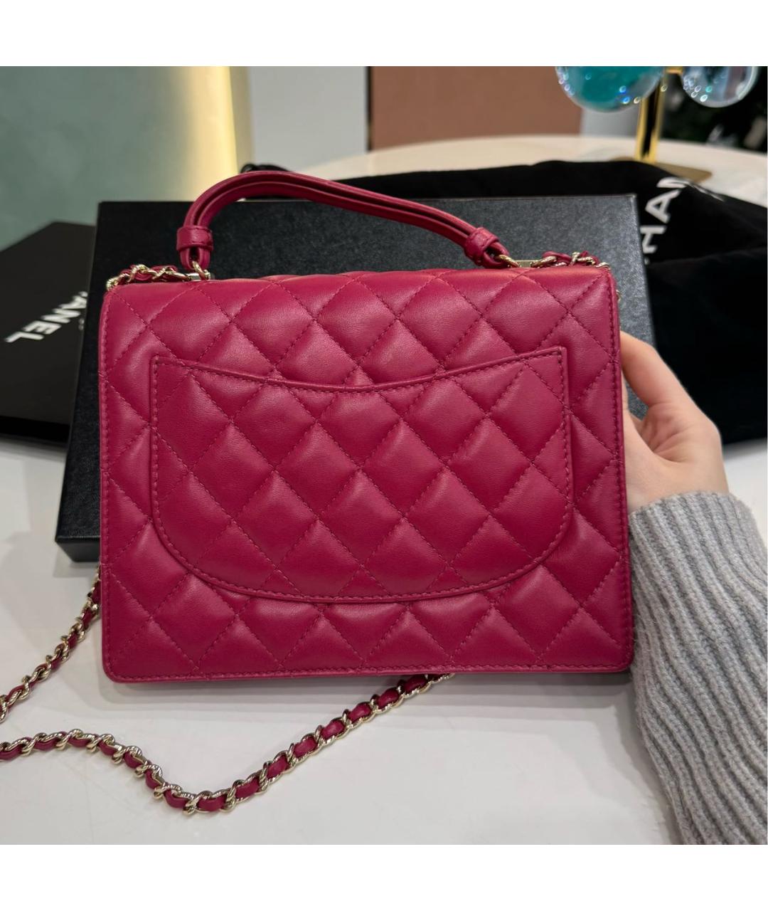 CHANEL Розовая кожаная сумка через плечо, фото 4